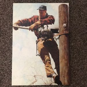 Norman Rockwell lineman canvas print 26x18